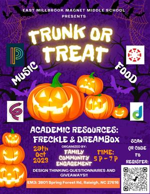 Trunk or treat flyer for event on October 29